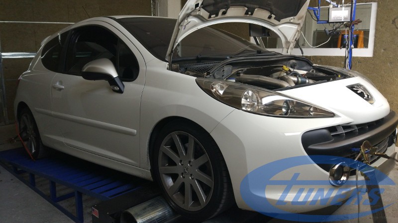 Peugeot 207 RC 1.6T with a K04 hybrid turboand 95RON fuel, running an etuners Stage4 Remap