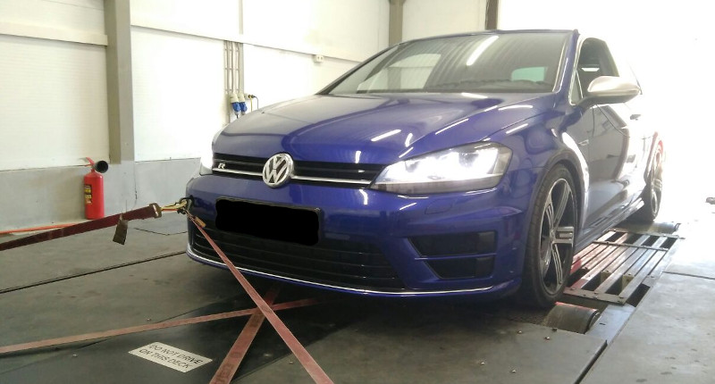 VW Golf 7R 2.0 TSI on Dynojet rolling road, with an Etuners Stage1+ ECU remap