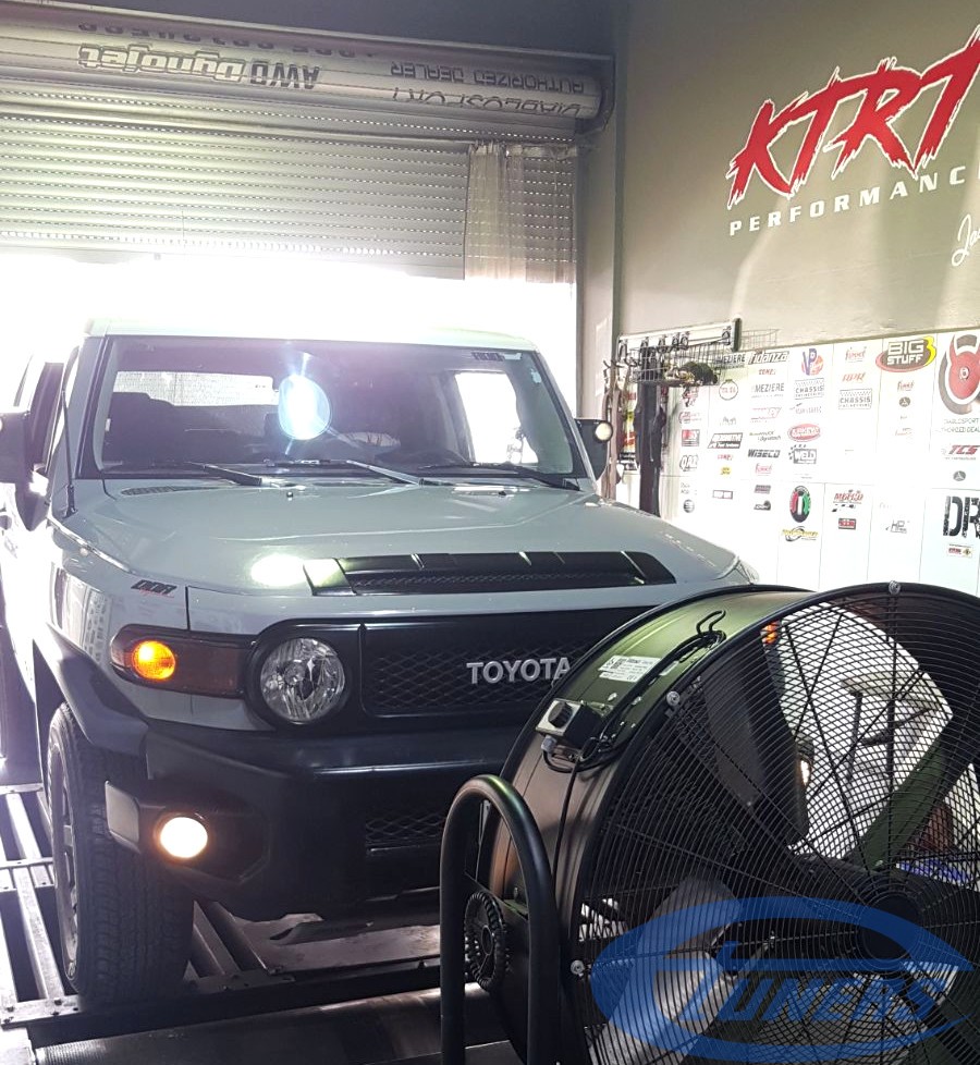 Toyota FJ Cruiser 4.0i, being remapped and tested on a Dynoject rolling road, in KTRT Performance