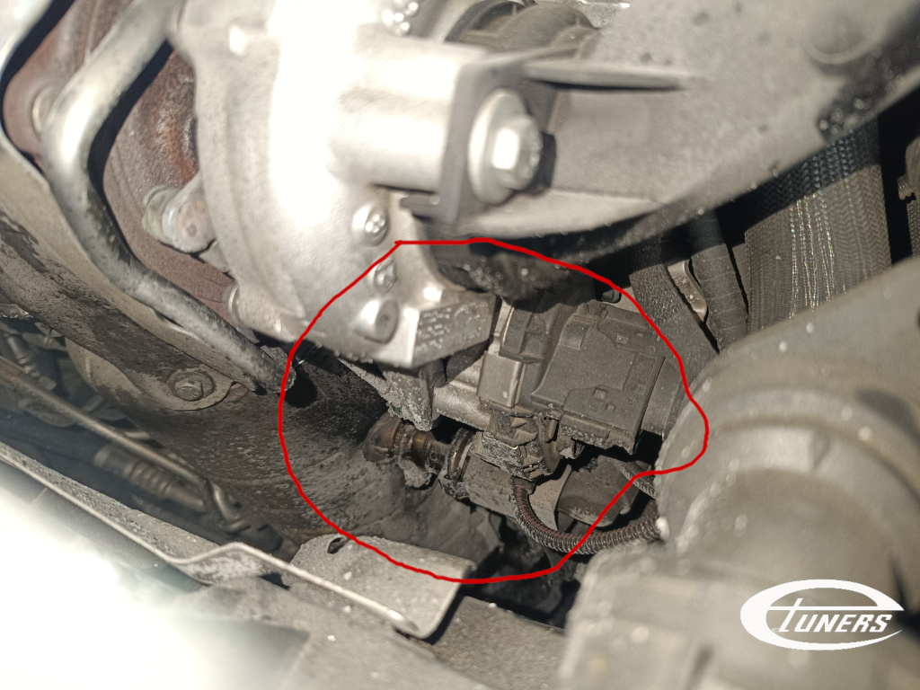 A leaky Urea injector, located after the turbo, on Peugeot 208 1.5BlueHDI